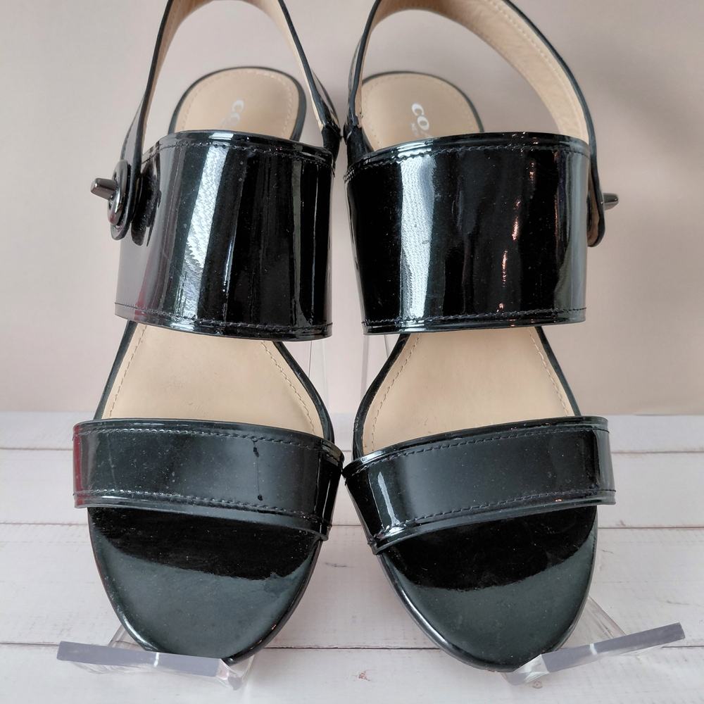 Coach Black Patent Leather Sandals 🖤